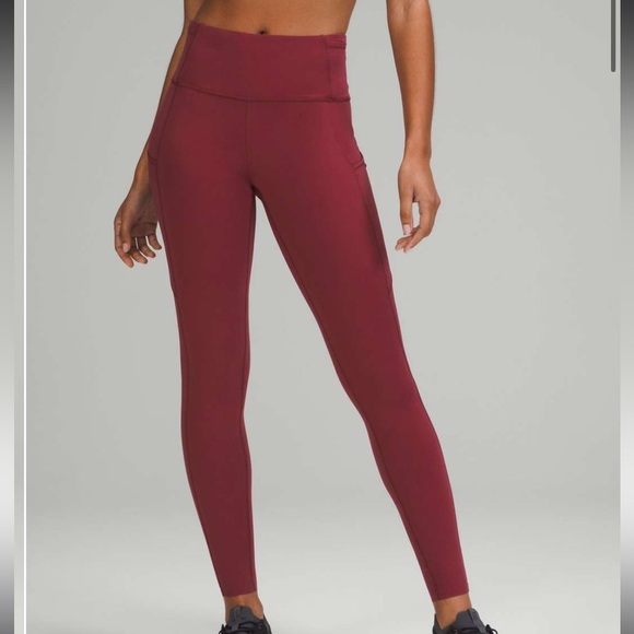 lululemon Fast and Free *Brushed High-Rise Tight 28" Mulled Wine Size 2 - Picture 2 of 15